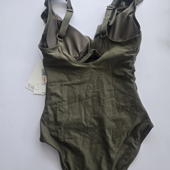 NWT DKNY Ruffled Plunge Tummy-Control One-Piece Swimsuit - Small - Picture 4 of 4